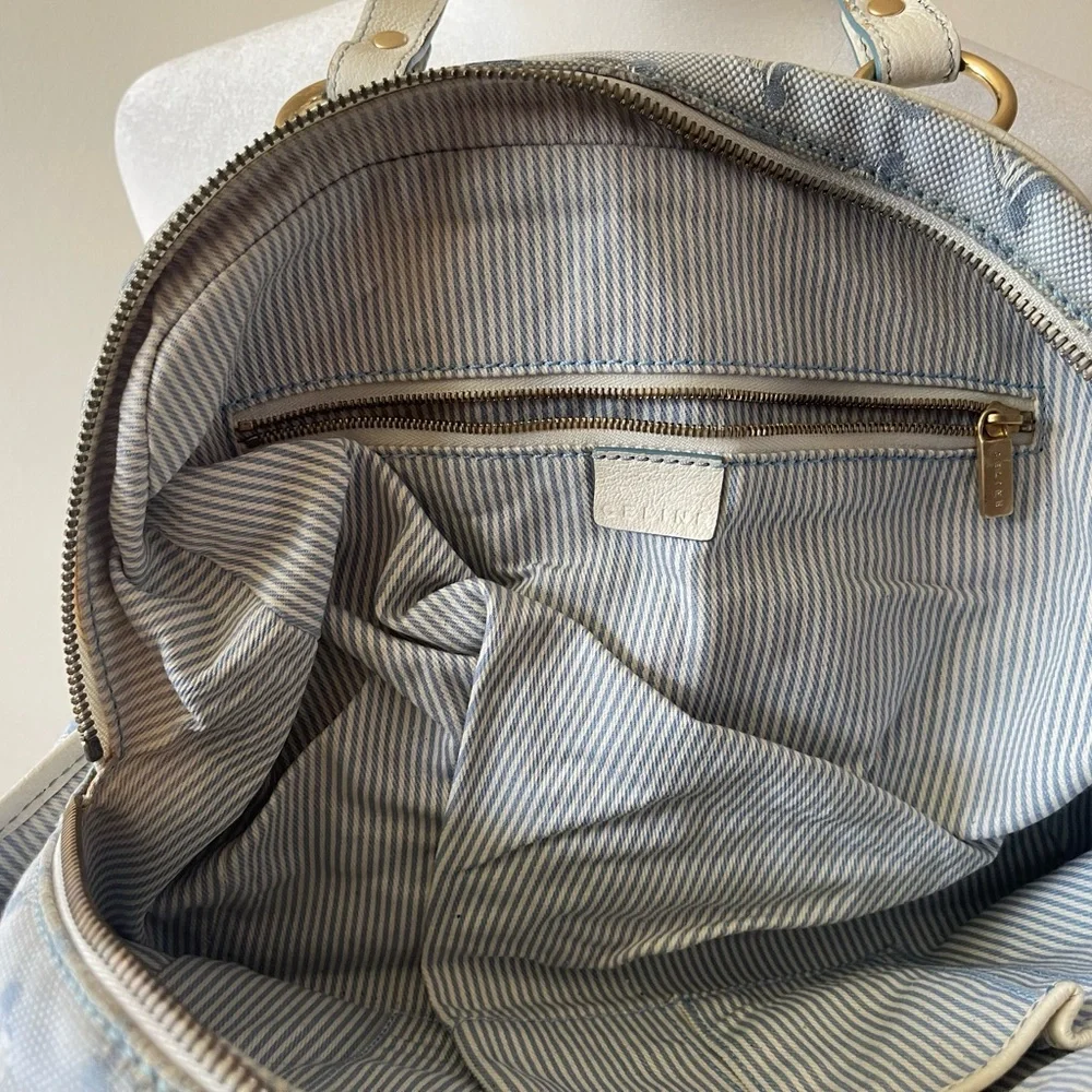 CELINE C Macadam Canvas Hand Bag Light Blue - Picture 12 of 14